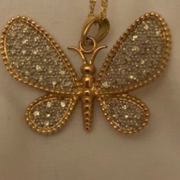 affinity diamond Jewelry - 14K Gold Diamond Butterfly Necklace - 1/4 ct tw